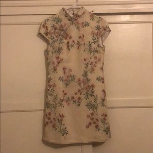 Floral Embroidery Asian inspired short dress